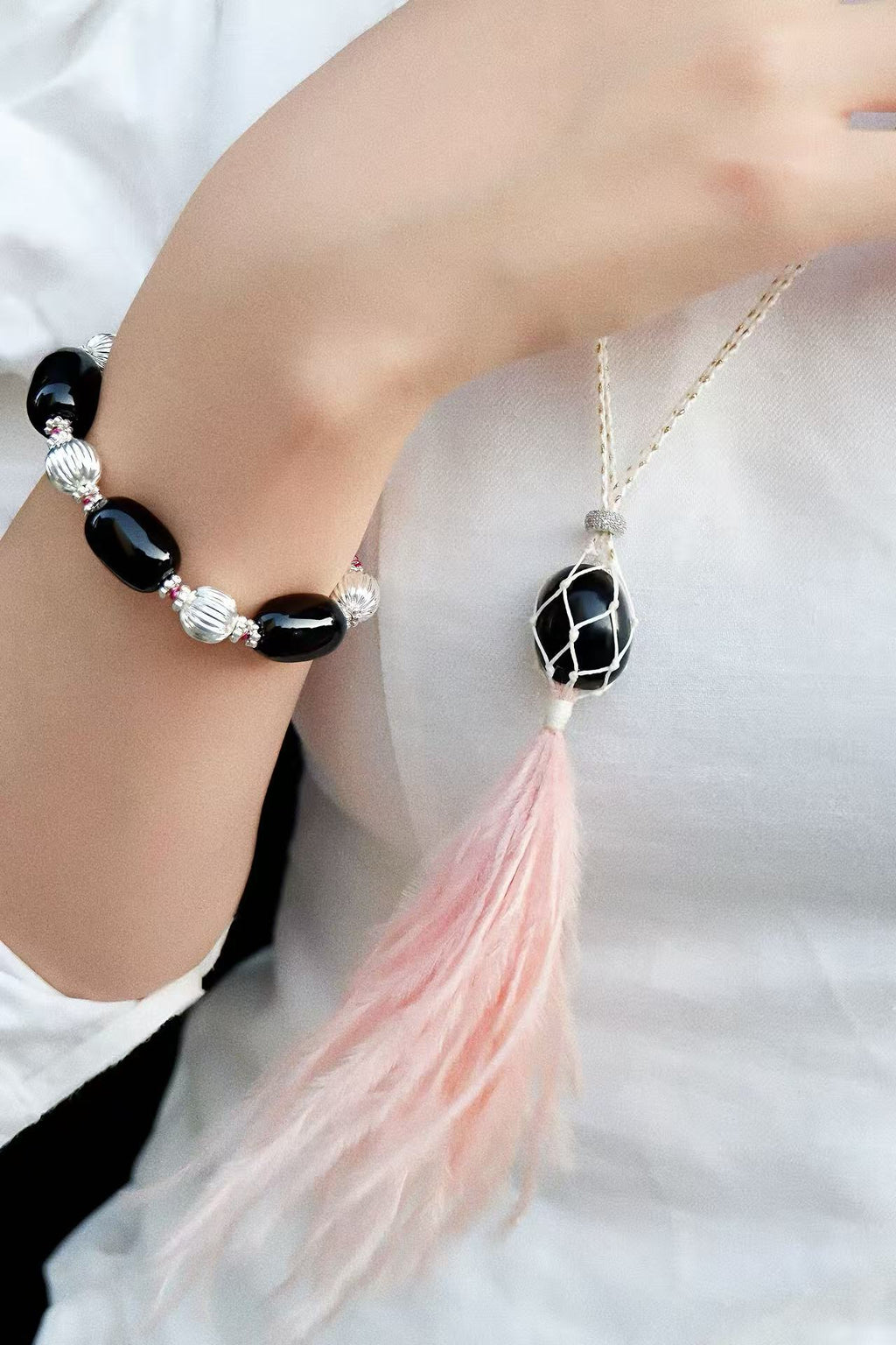 Pink Ostrich Feather Necklace