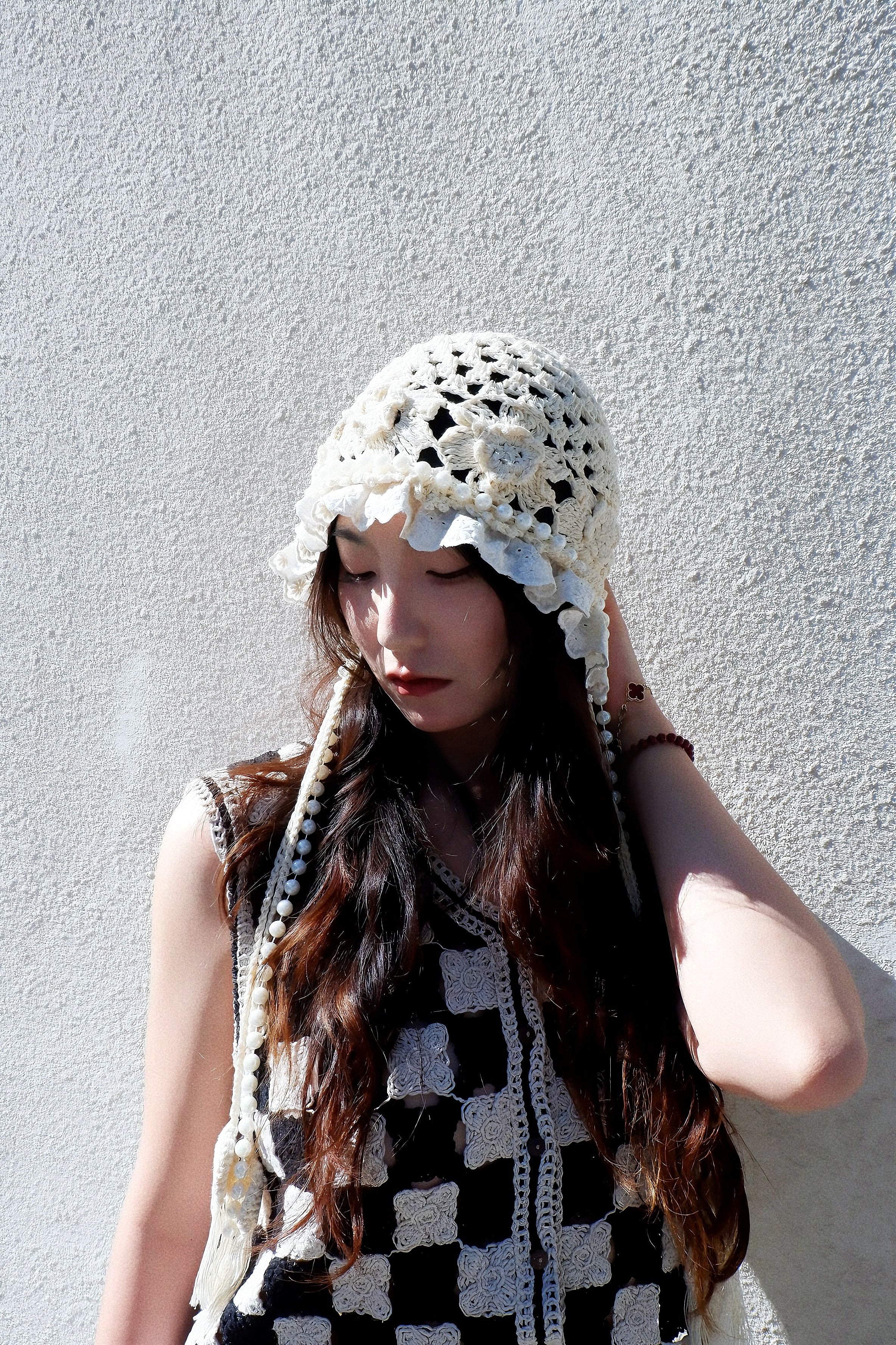 White Pearl Knit Hat
