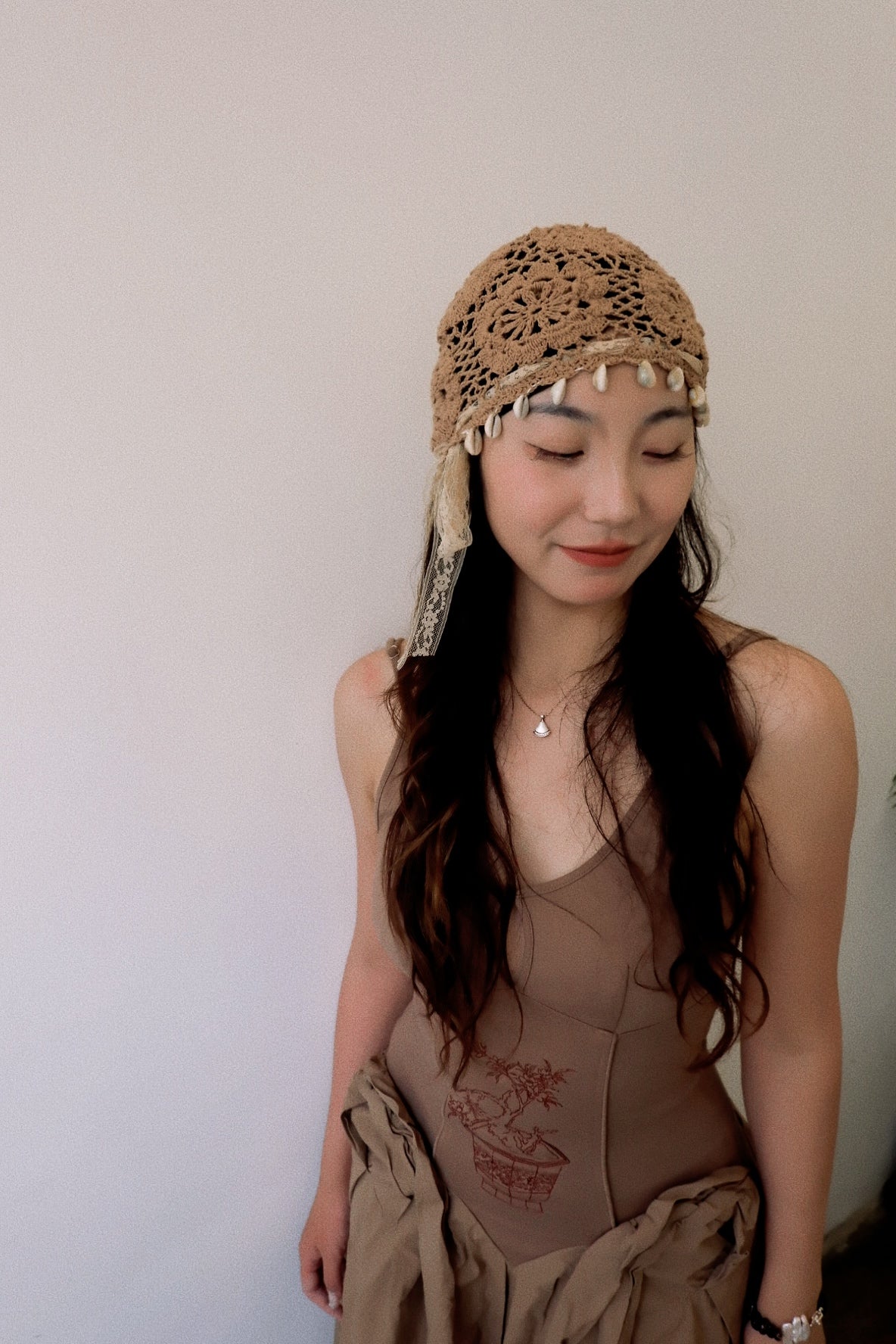 Brown Shell Knit Hat