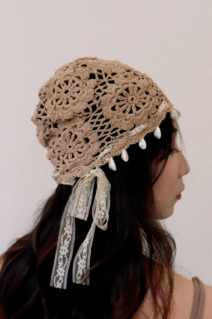 Brown Shell Knit Hat