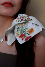 White Embroidered Scrunchie