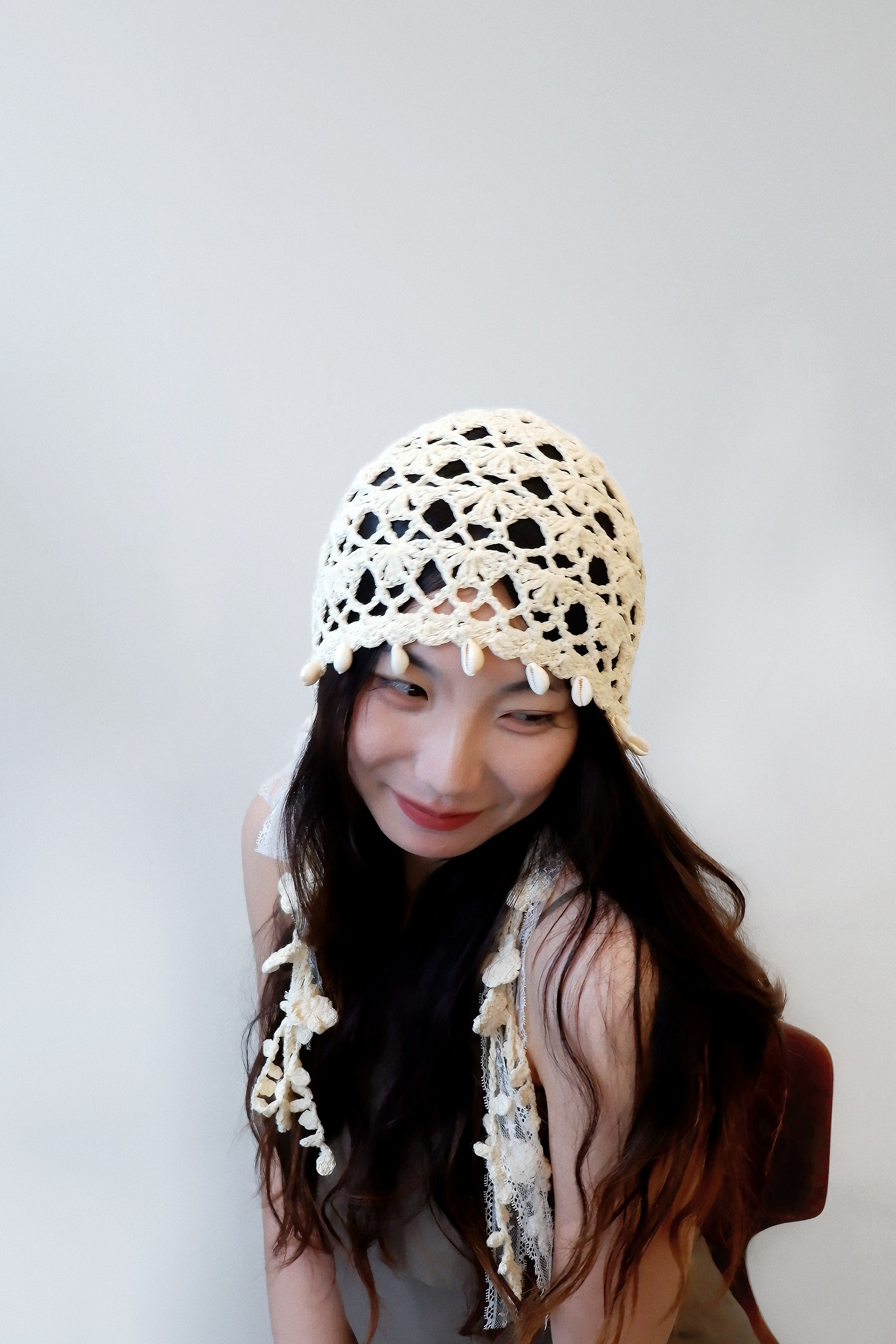 White Shell Knit Hat