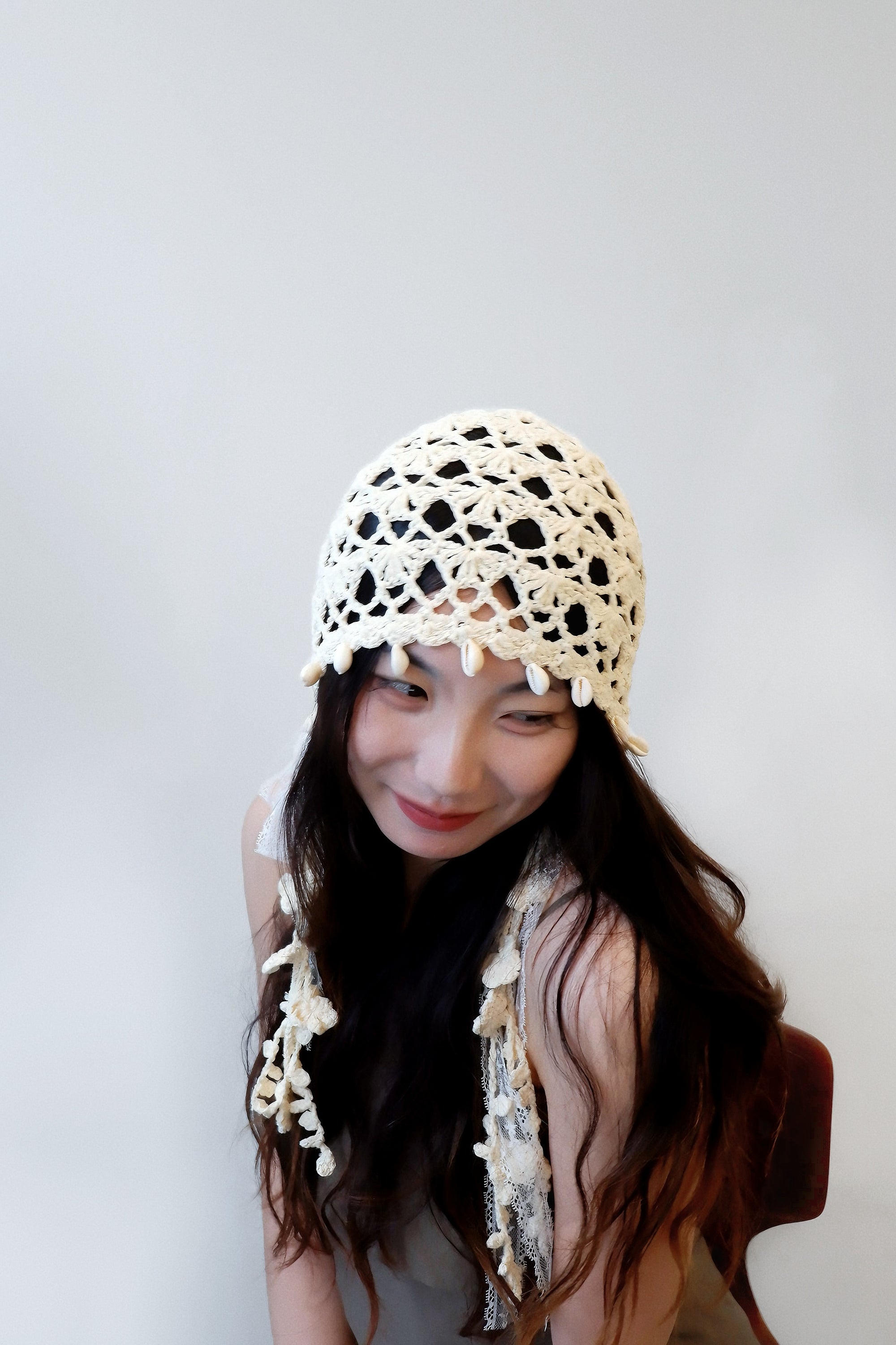 white shell hat