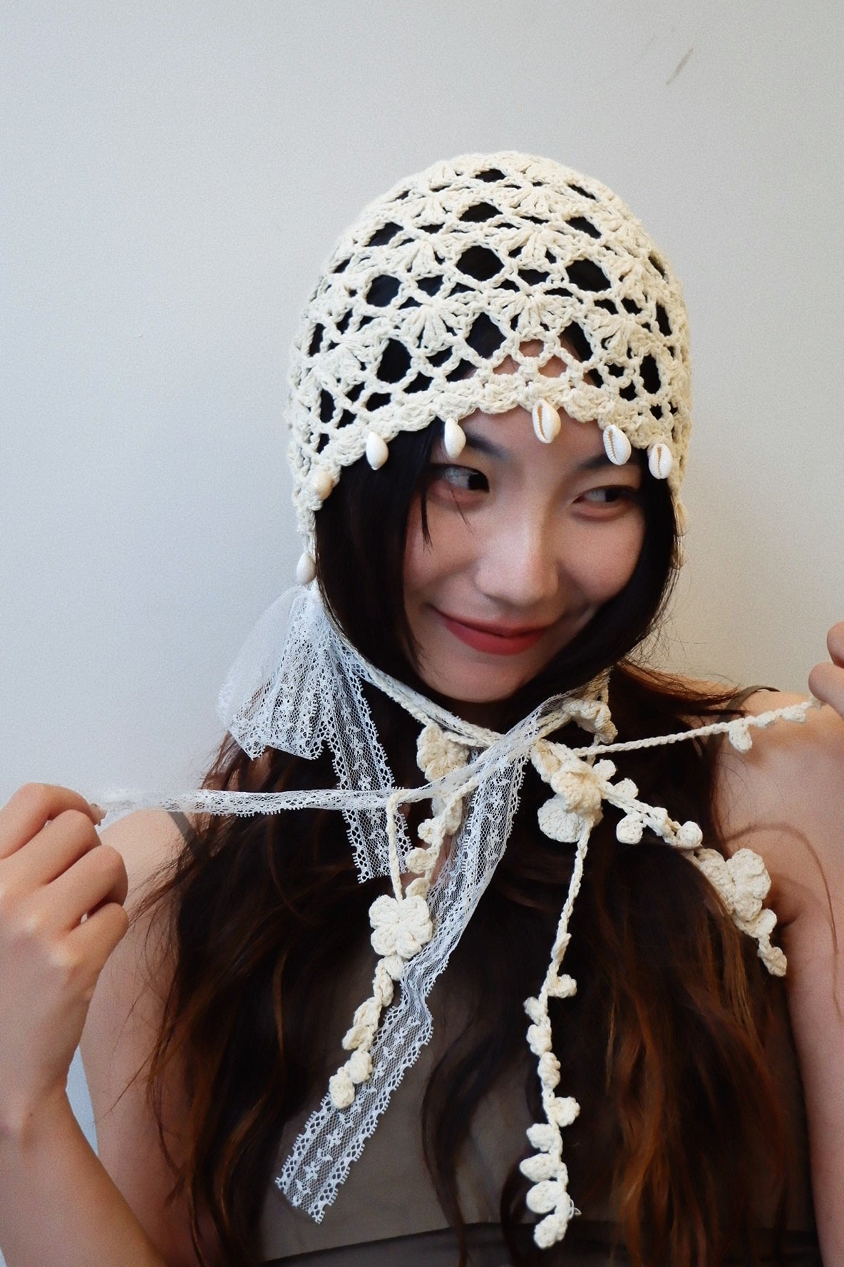 White Shell Knit Hat