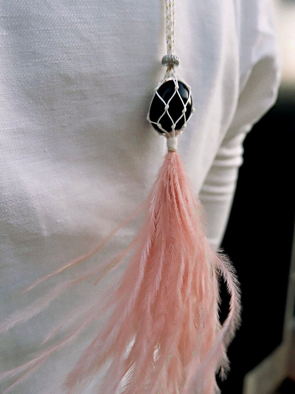 Pink Ostrich Feather Necklace