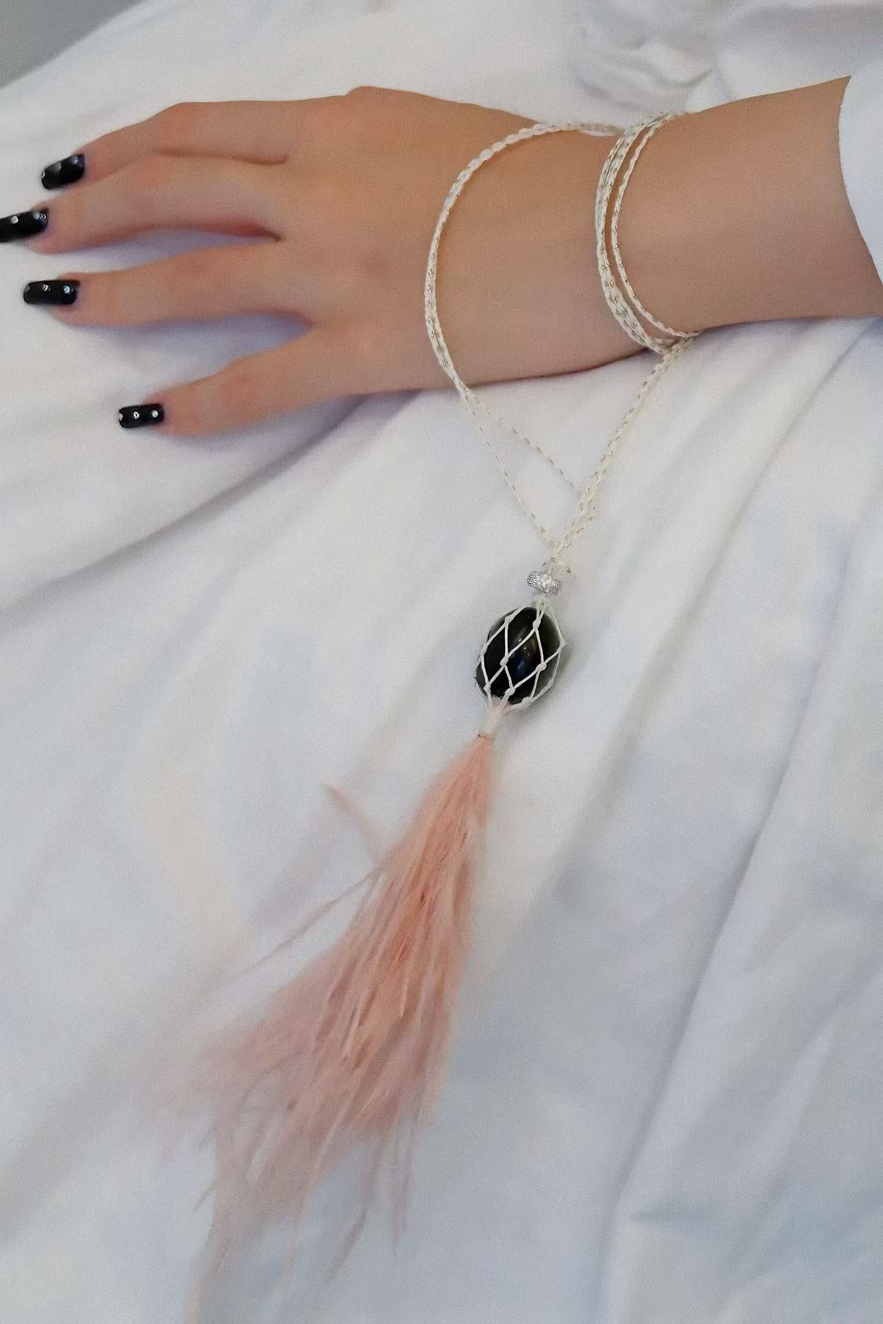 Pink Ostrich Feather Necklace